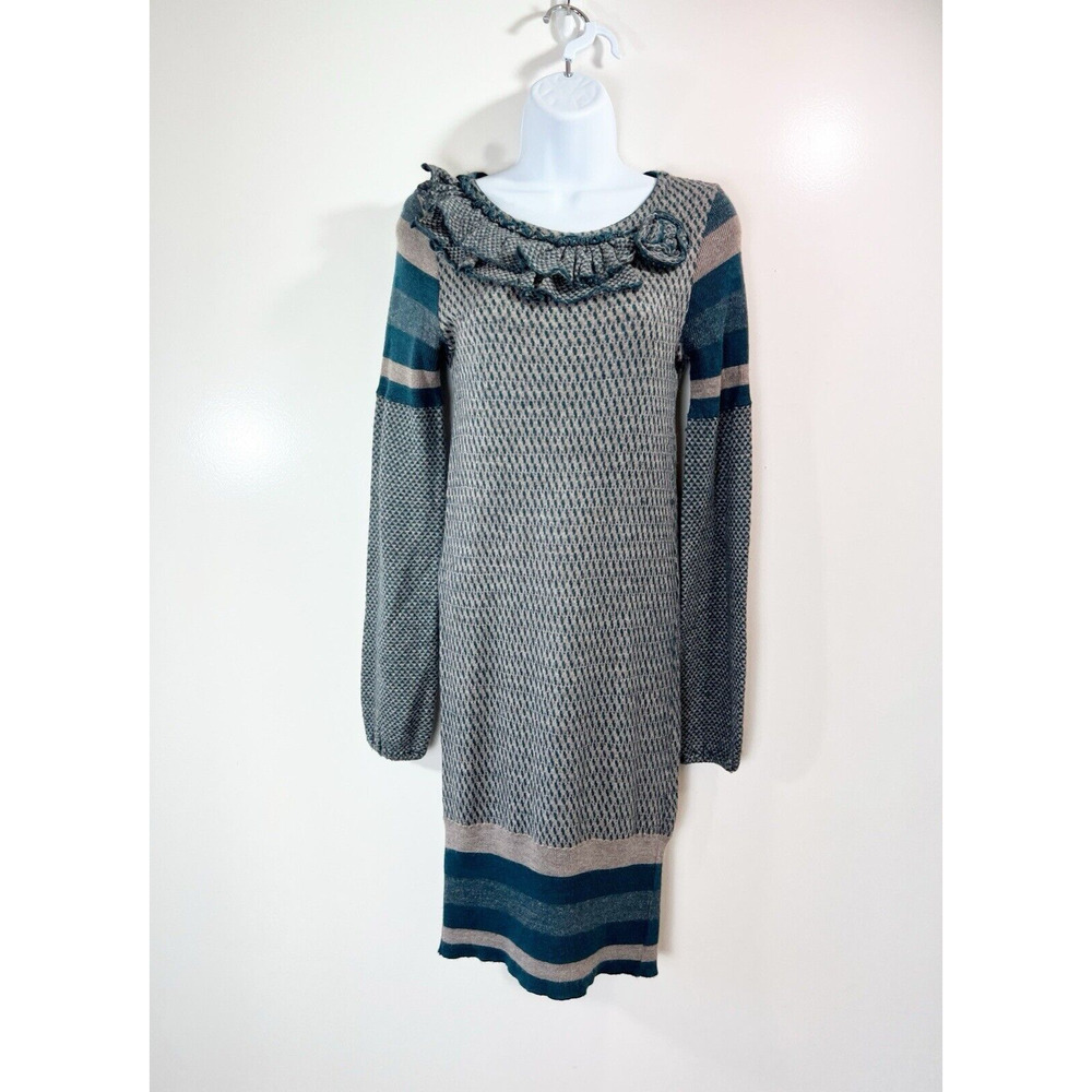 Sandro Ferrone Womens Wool Blend Sweater Dress Size XS Green Taupe Designer Soft